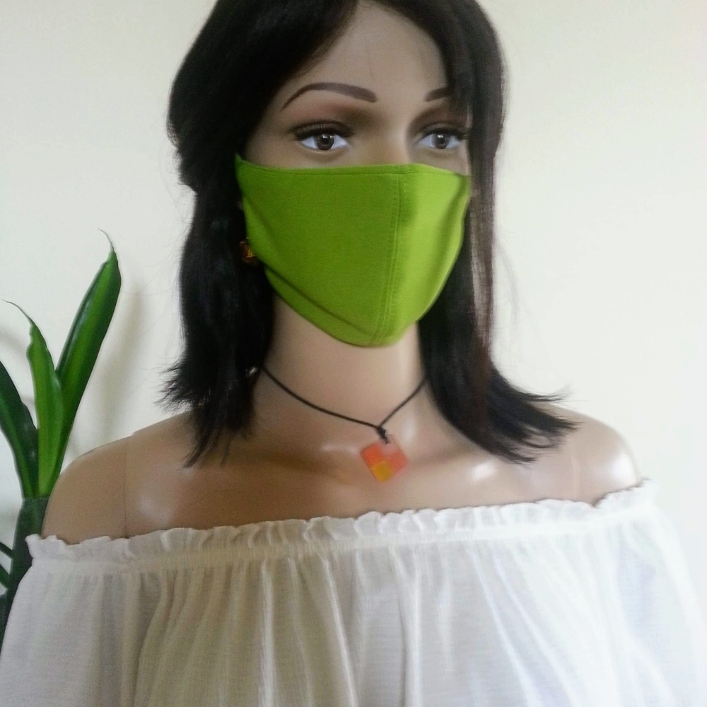 Apple green double ply cloth face mask